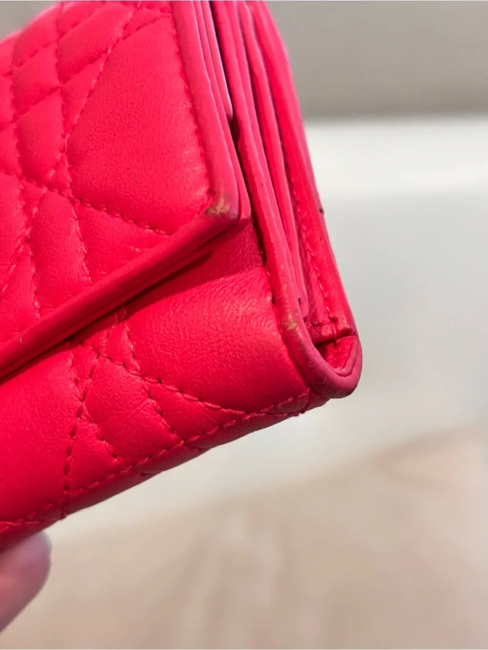 Christian Dior Lady Dior Lotus Pink Lambskin Leather Trifold Wallet